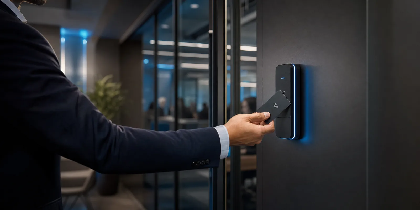 Abstract navy background representing business door access control