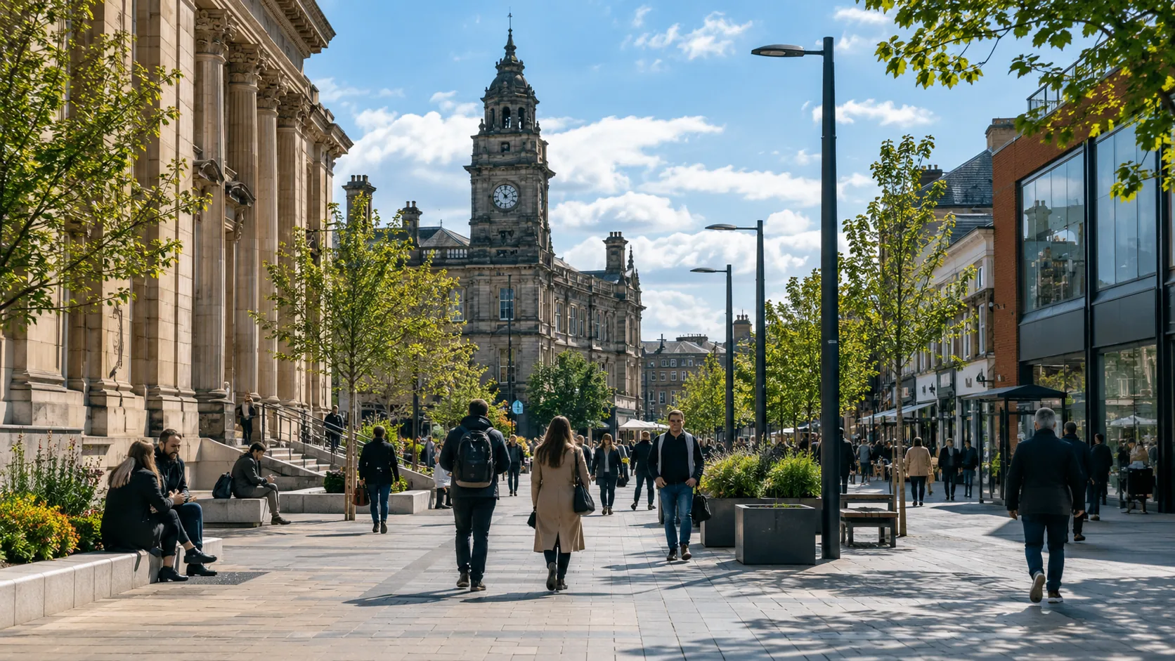 Town-centre businesses and traditional North West architecture